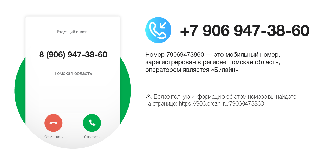 Номер телефона 8 (906) 947-38-60