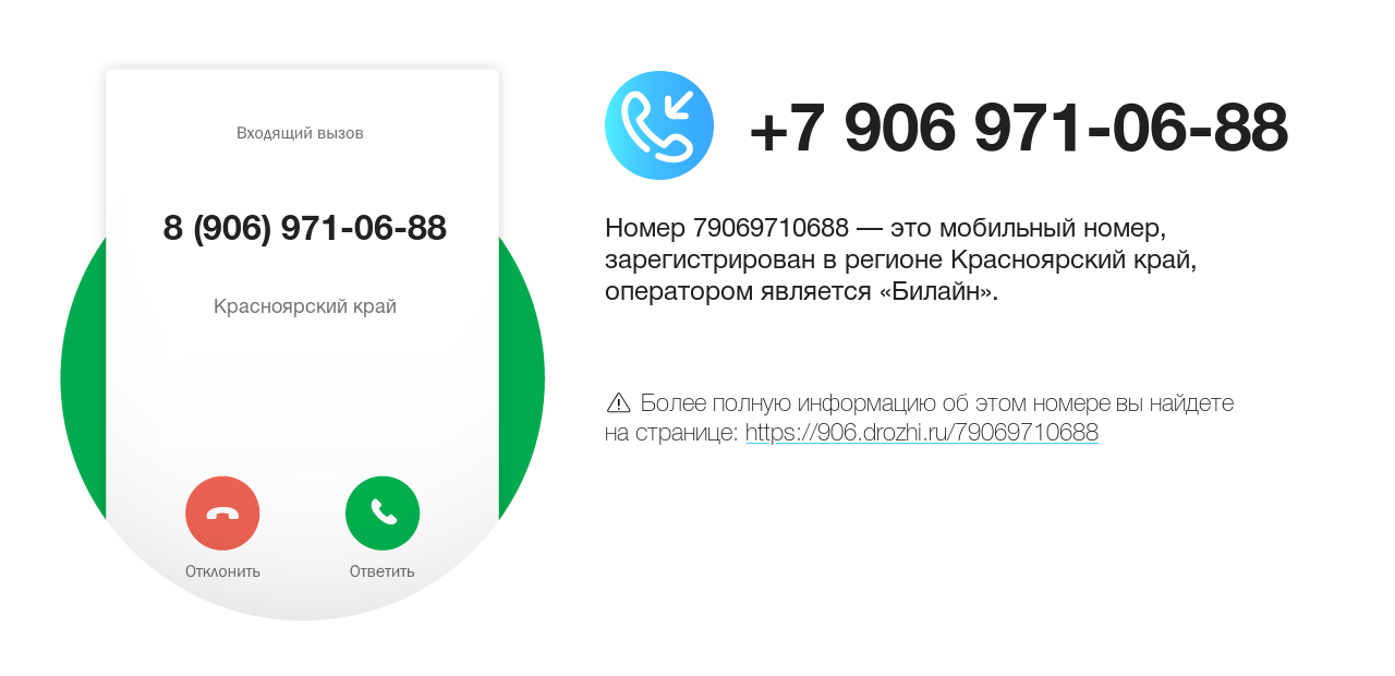 Номер телефона 8 (906) 971-06-88