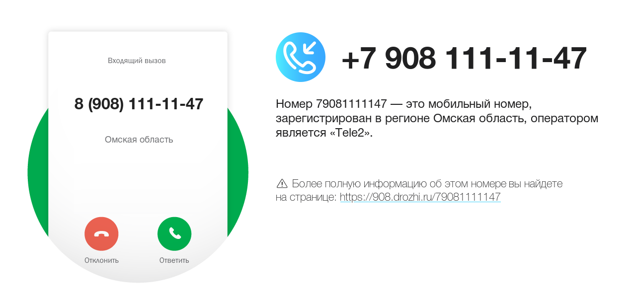 Номер телефона 8 (908) 111-11-47