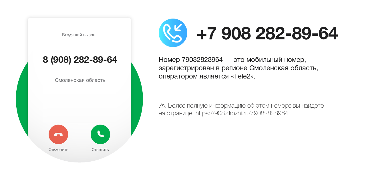 Номер телефона 8 (908) 282-89-64