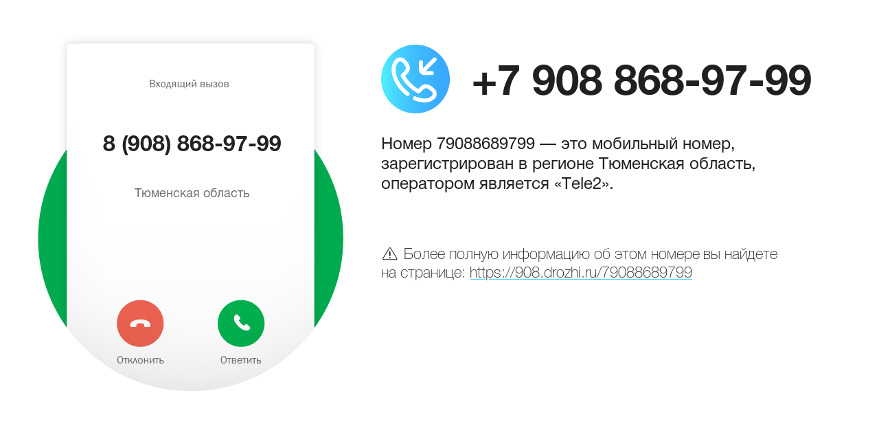 Номер телефона 8 (908) 868-97-99