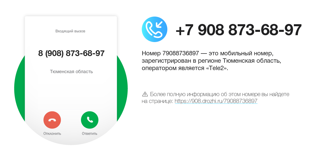Номер телефона 8 (908) 873-68-97