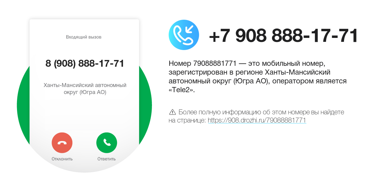 Номер телефона 8 (908) 888-17-71