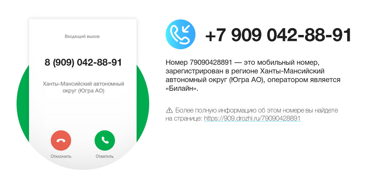 Номер телефона 8 (909) 042-88-91