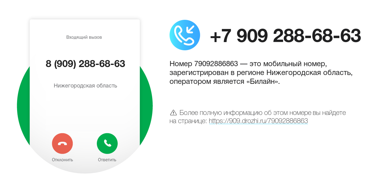 Номер телефона 8 (909) 288-68-63