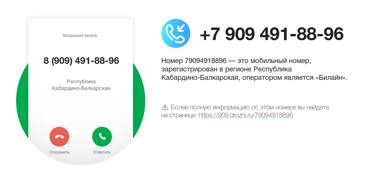 Номер телефона 8 (909) 491-88-96