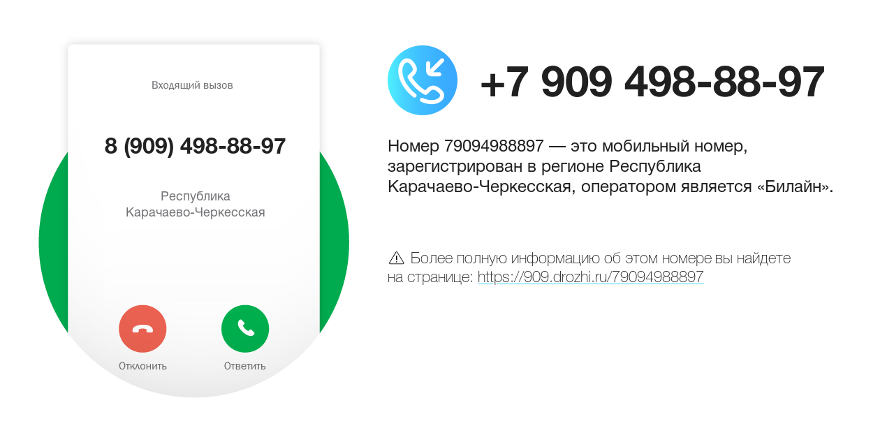 Номер телефона 8 (909) 498-88-97