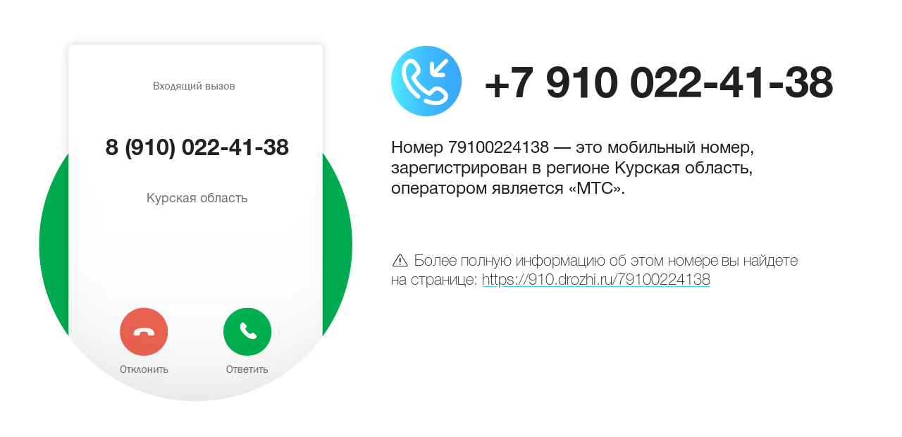 Номер телефона 8 (910) 022-41-38