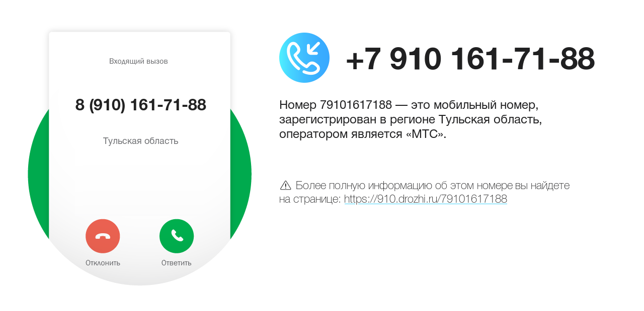 Номер телефона 8 (910) 161-71-88