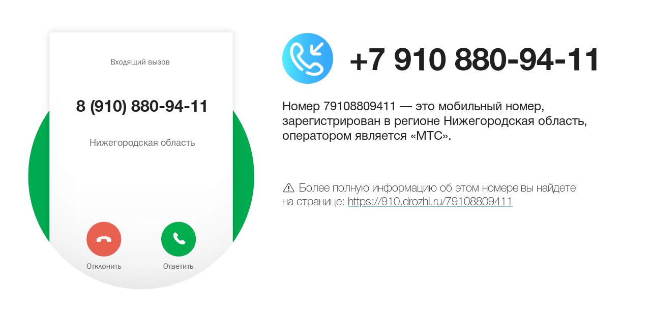 Номер телефона 8 (910) 880-94-11