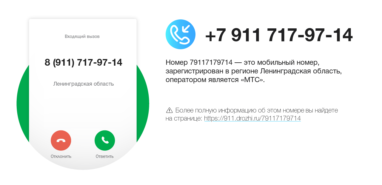 Номер телефона 8 (911) 717-97-14