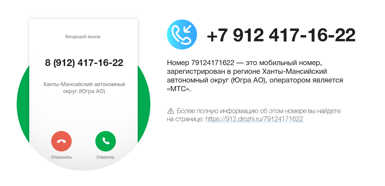 Номер телефона 8 (912) 417-16-22