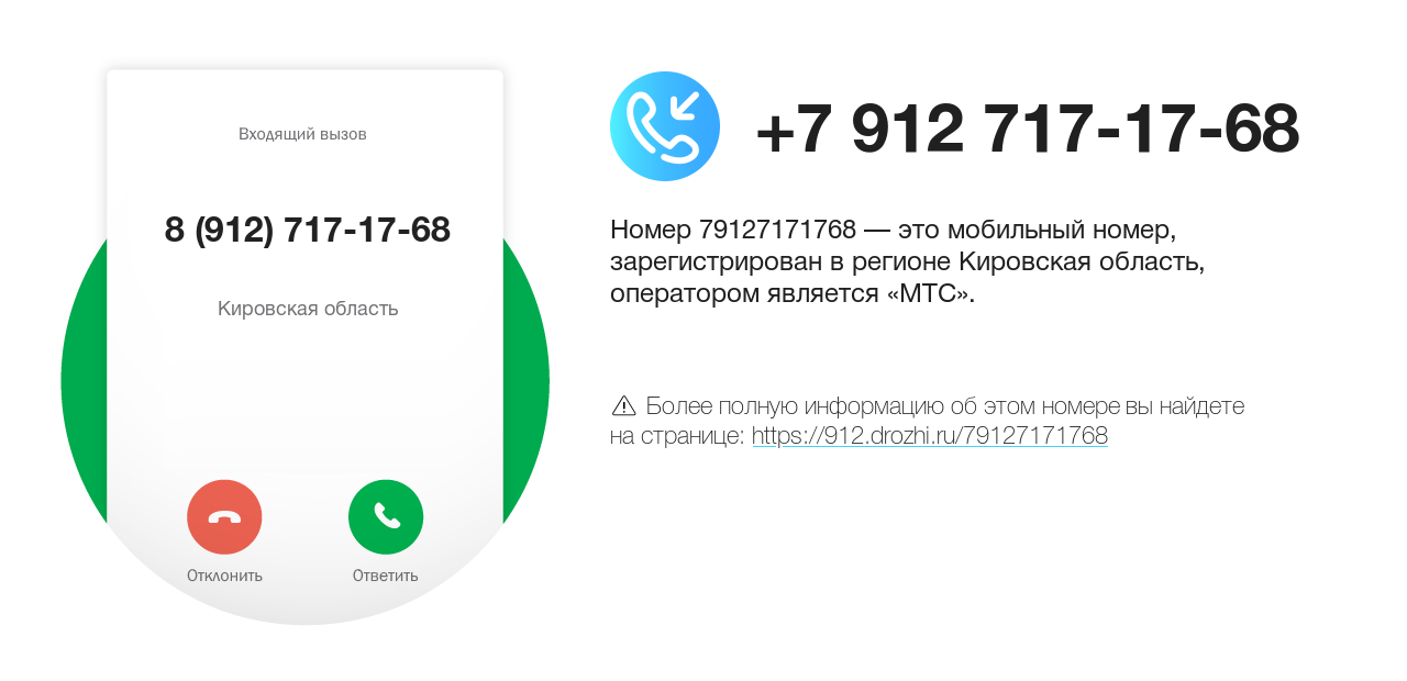Номер телефона 8 (912) 717-17-68