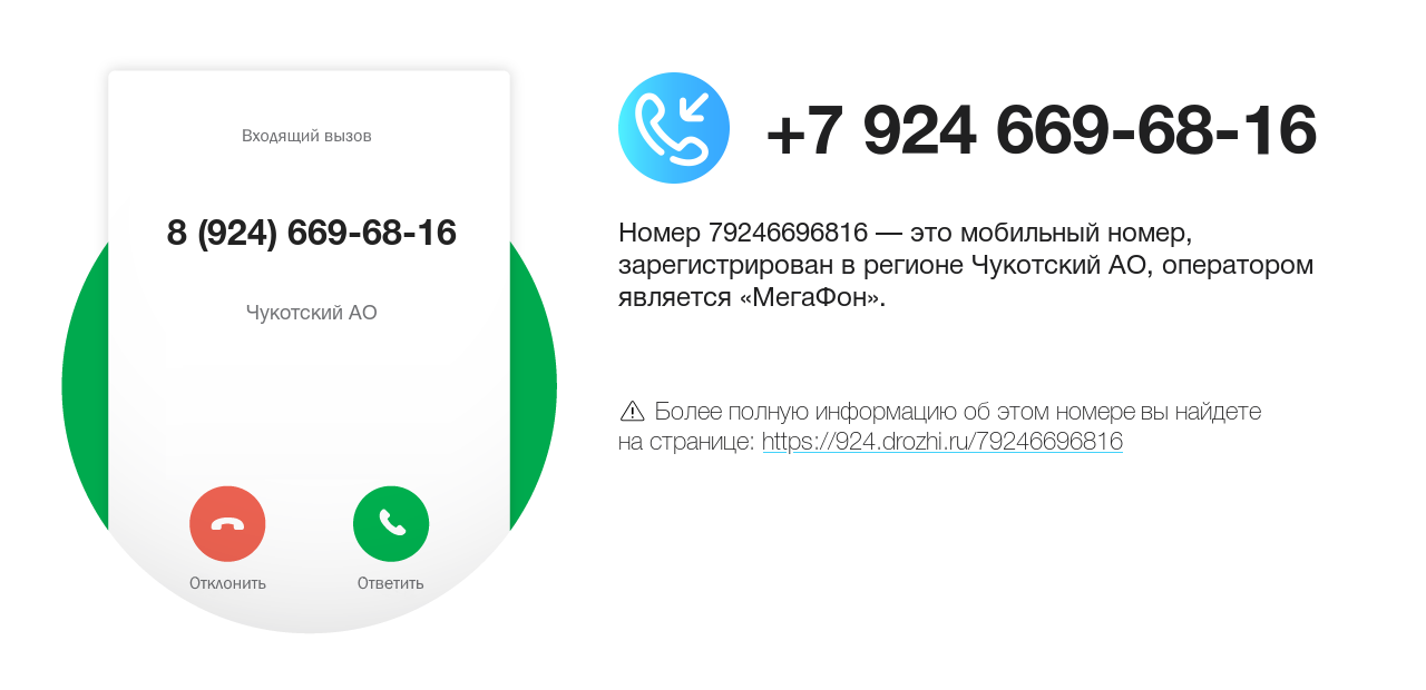 Номер телефона 8 (924) 669-68-16