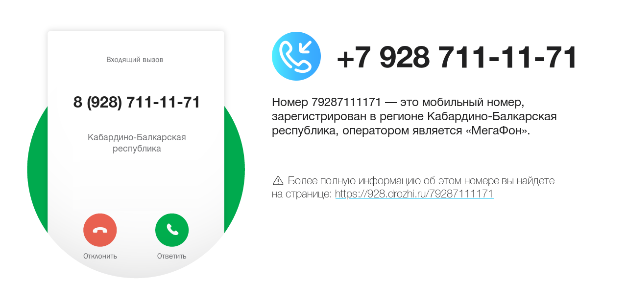 Номер телефона 8 (928) 711-11-71