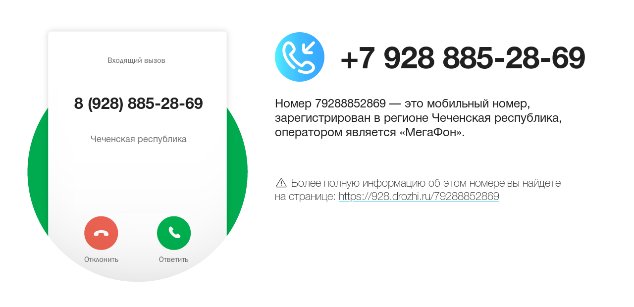 Номер телефона 8 (928) 885-28-69