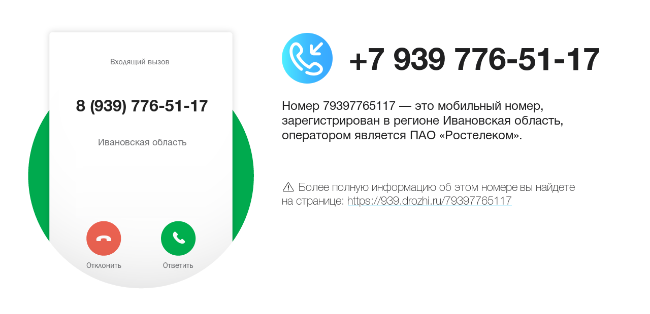 Номер телефона 8 (939) 776-51-17