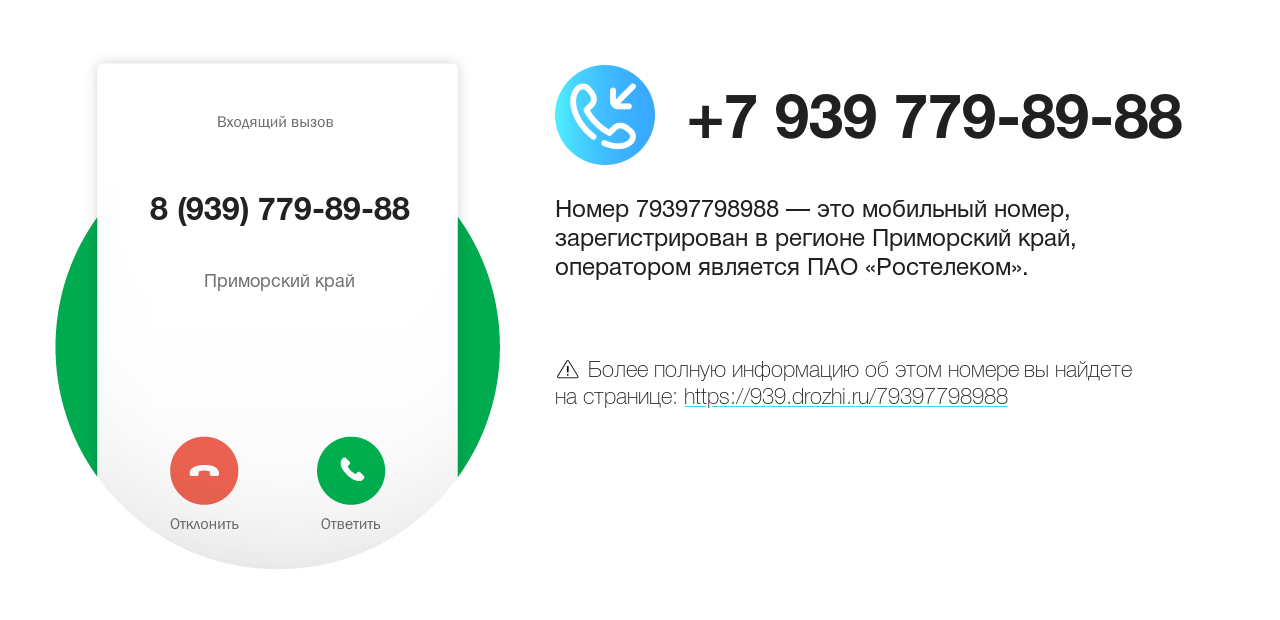 Номер телефона 8 (939) 779-89-88