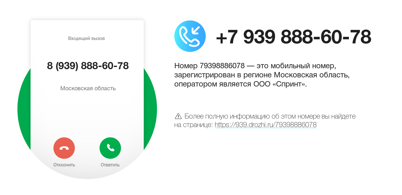 Номер телефона 8 (939) 888-60-78