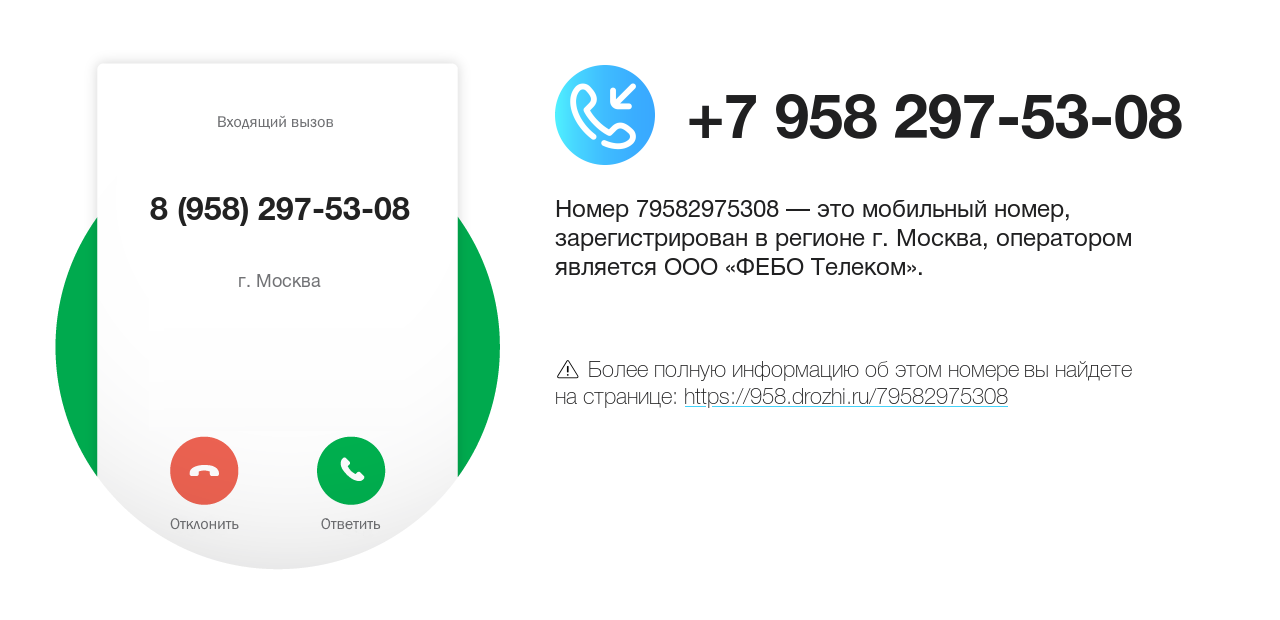 Номер телефона 8 (958) 297-53-08