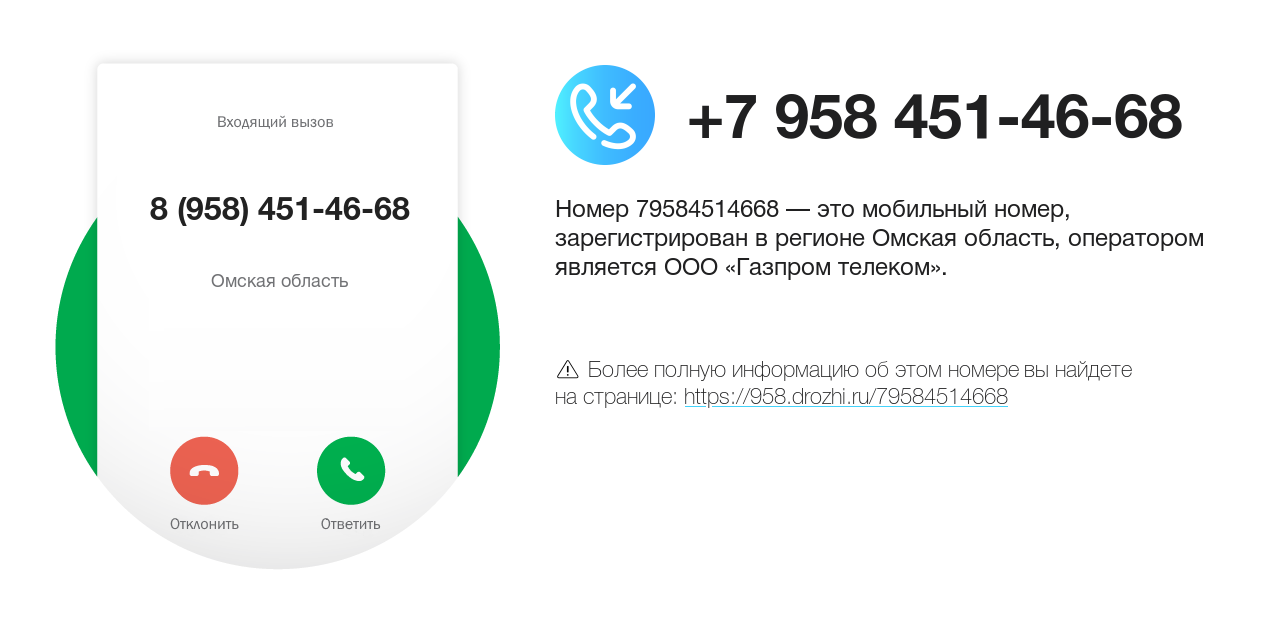 Номер телефона 8 (958) 451-46-68