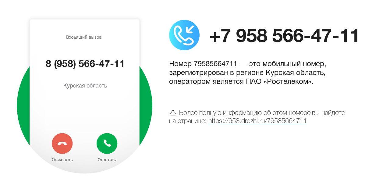 Номер телефона 8 (958) 566-47-11