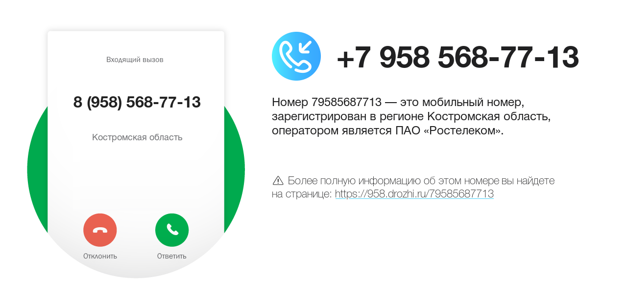 Номер телефона 8 (958) 568-77-13