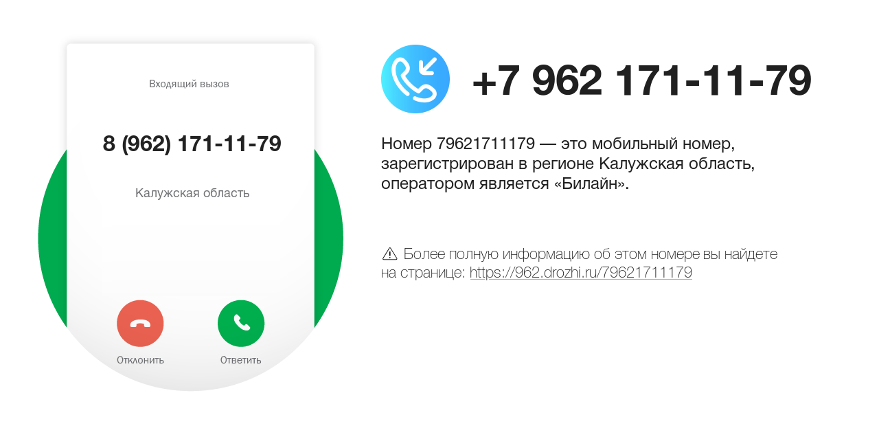 Номер телефона 8 (962) 171-11-79