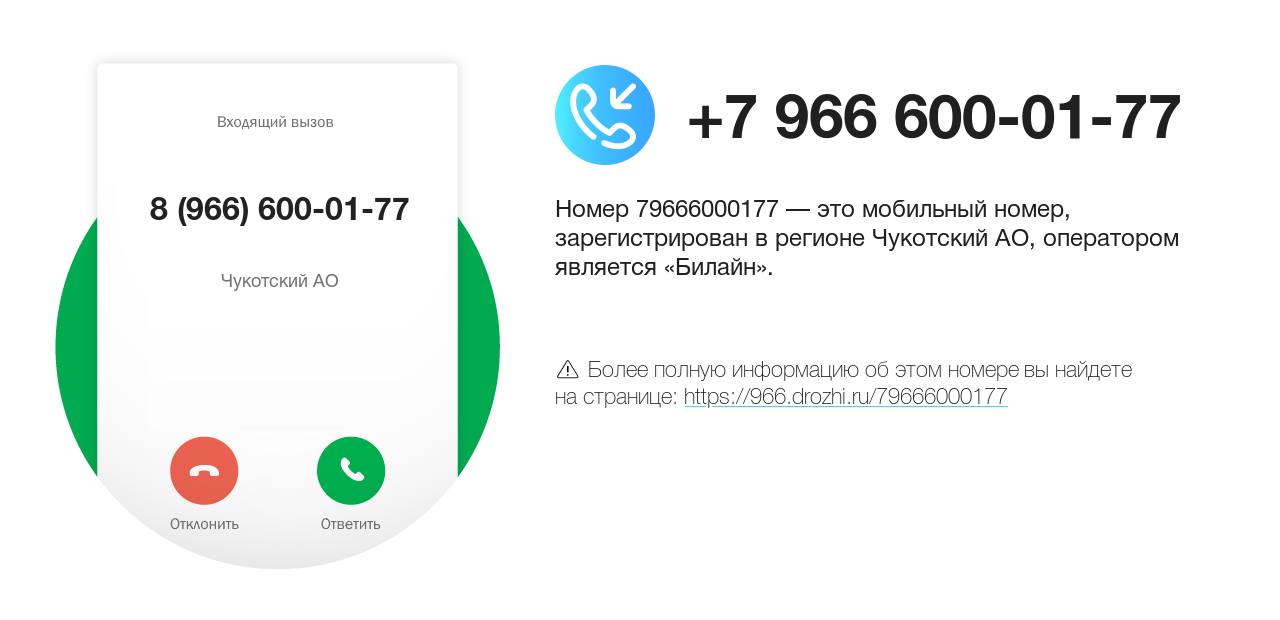 Номер телефона 8 (966) 600-01-77