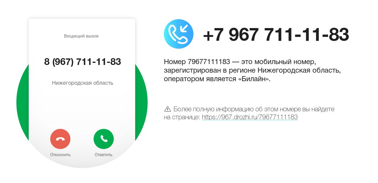 Номер телефона 8 (967) 711-11-83