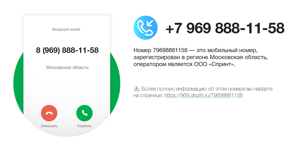 Номер телефона 8 (969) 888-11-58