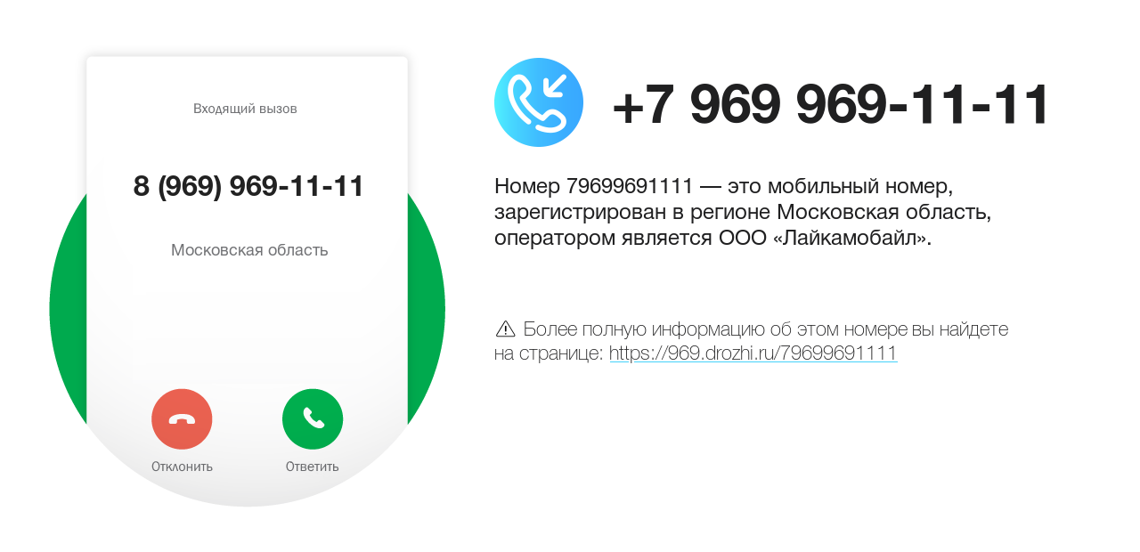 Номер телефона 8 (969) 969-11-11