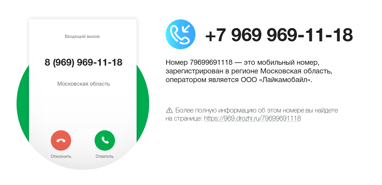 Номер телефона 8 (969) 969-11-18