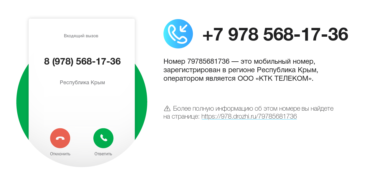 Номер телефона 8 (978) 568-17-36