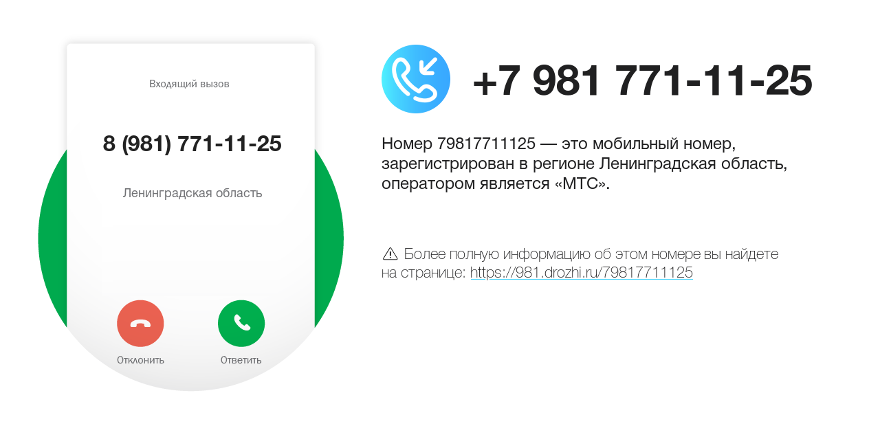 Номер телефона 8 (981) 771-11-25