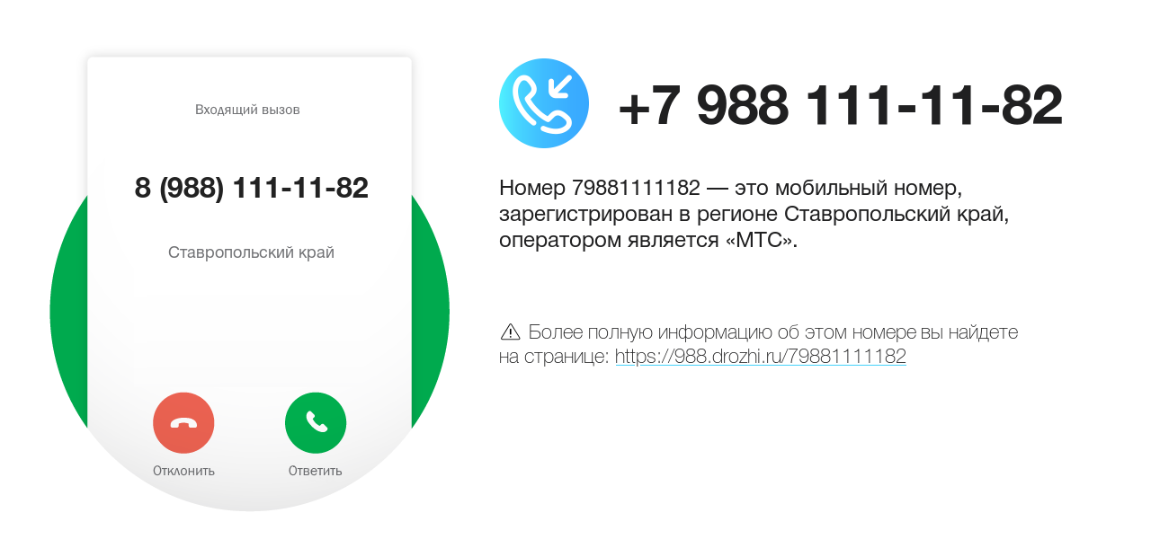 Номер телефона 8 (988) 111-11-82