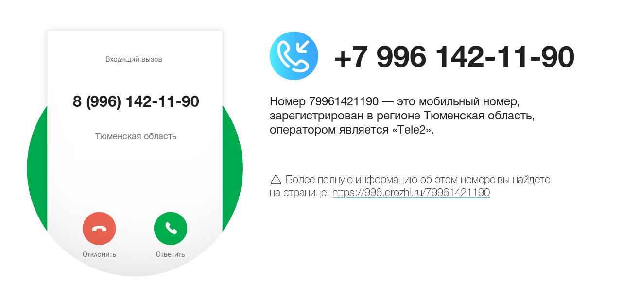Номер телефона 8 (996) 142-11-90