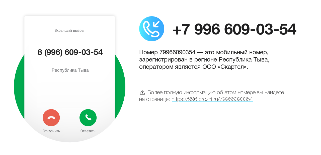 Номер телефона 8 (996) 609-03-54