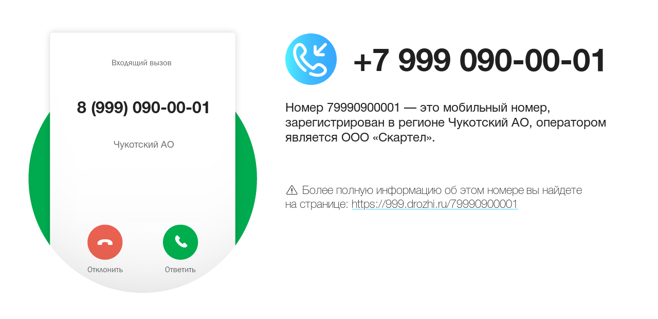 Номер телефона 8 (999) 090-00-01