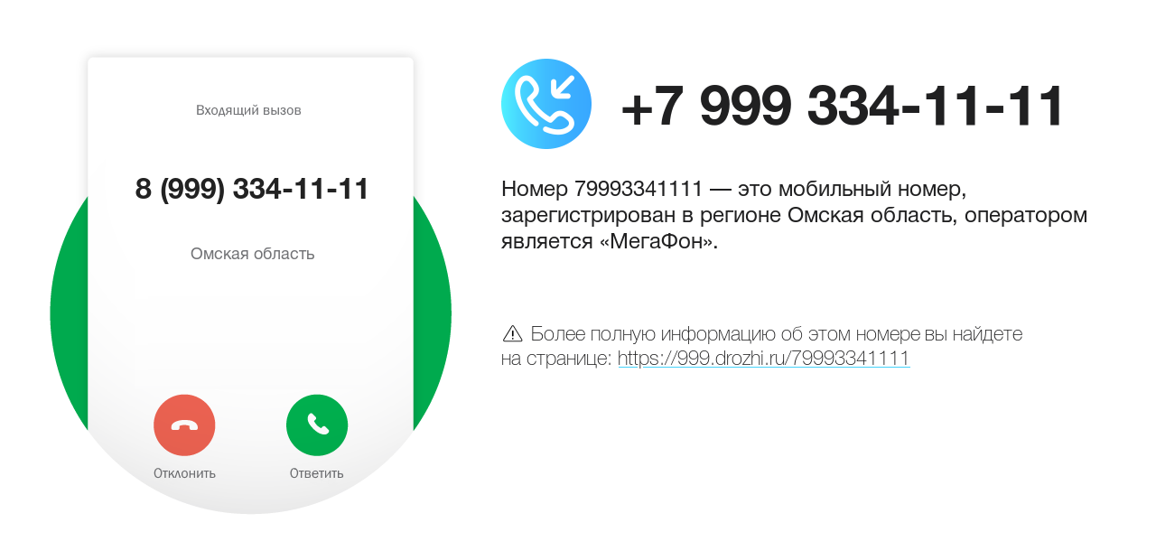 Номер телефона 8 (999) 334-11-11